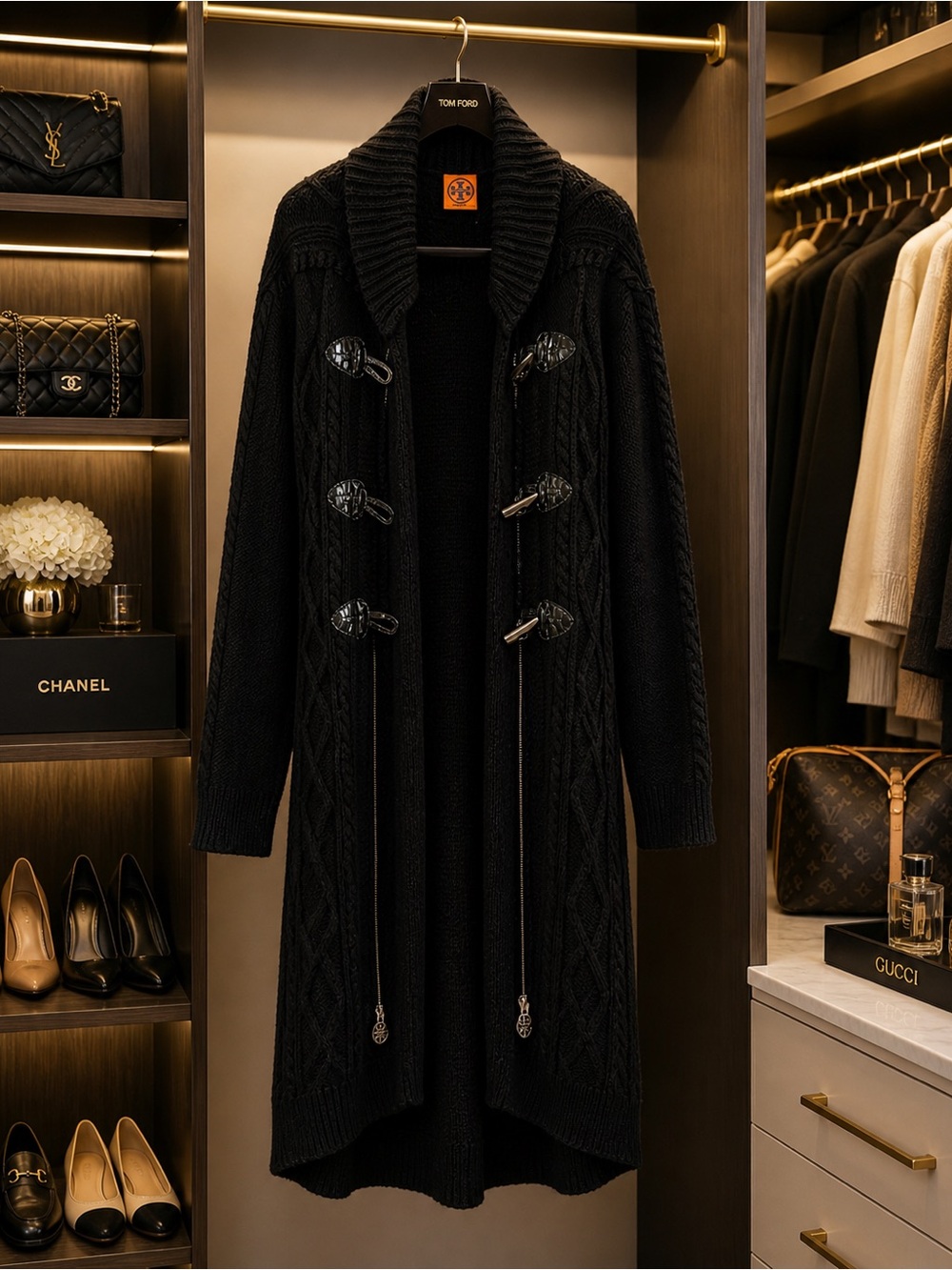 Tory Burch Black Cable Knit Sweater